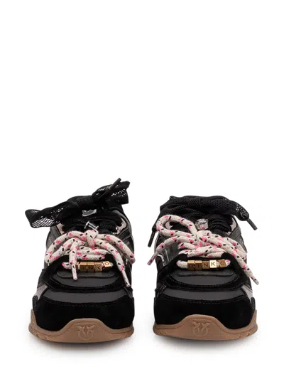 Pinko Stylish Leather Sneakers In Black