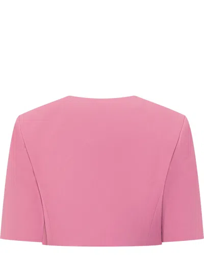 Pinko Stylish Mini Canvas Blazer In Rosa Ibis