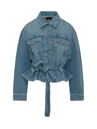 Pinko Stylish Mini Jacket With Belt In Yellow