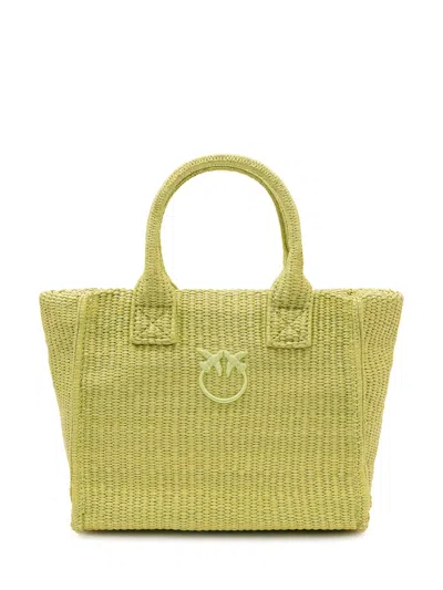Pinko Stylish Mini Tote Bag With Handles In Verde Mela