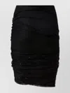 Pinko Stylish Skirt With Sheer Overlay And Sequins In Black