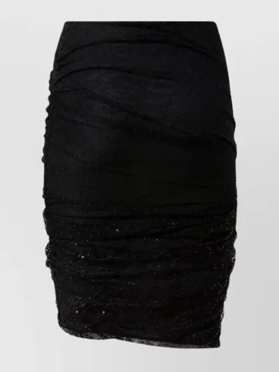 PINKO STYLISH SKIRT WITH SHEER OVERLAY AND SEQUINS