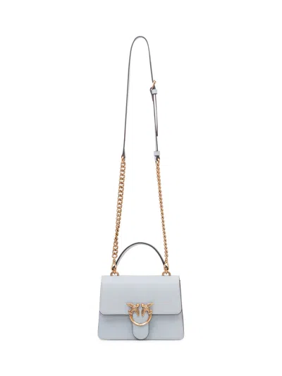 Pinko Stylish Top Handle Mini Handbag In Azzurro Celeste/antique Gold