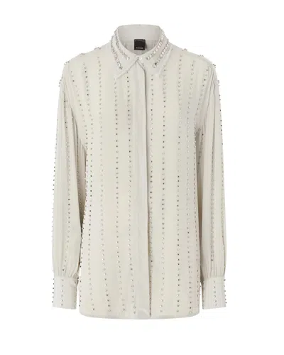 Pinko Camicia Leggera Con Righe Gioiello In Neutral