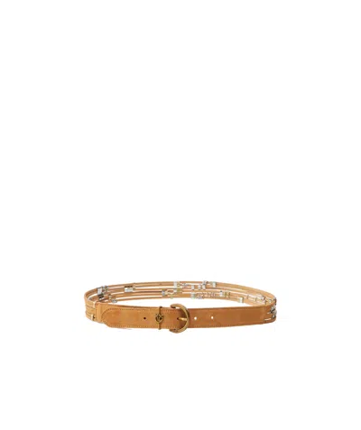 Pinko Suede Belt With Loops, 3cm In Brown