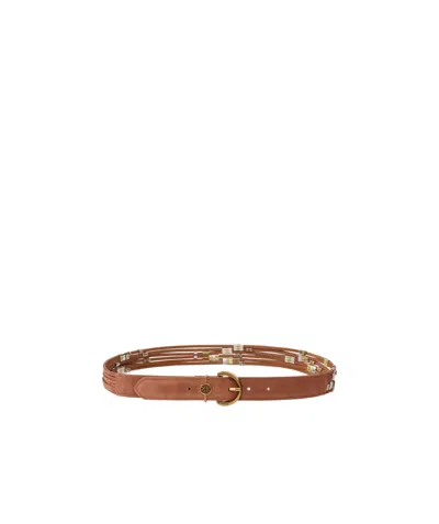 Pinko Suede Belt With Loops, 3cm In Brown