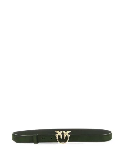 Pinko Suede Belt With Love Birds Buckle In Green