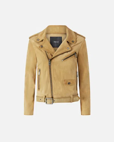 PINKO OLD-EFFECT SUEDE BIKER JACKET