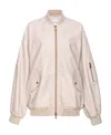 Pinko Suede Bomber Jacket In Pink