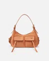 Pinko Suede Cargo Shoulder Bag With Pockets