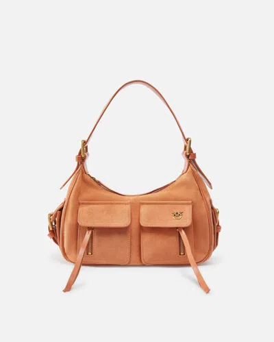 Pinko Suede Cargo Shoulder Bag With Pockets
