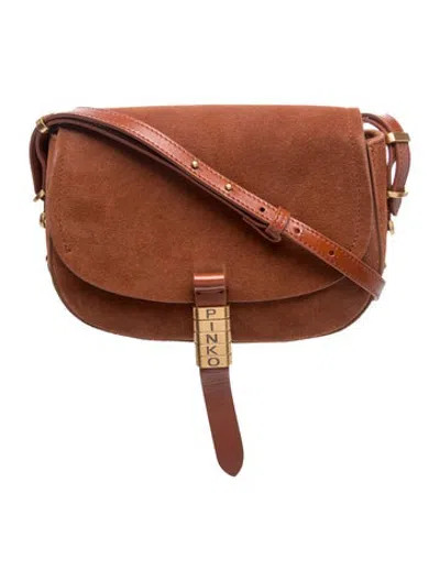 Pre-owned Pinko Suede Crossbody Bag In Brown