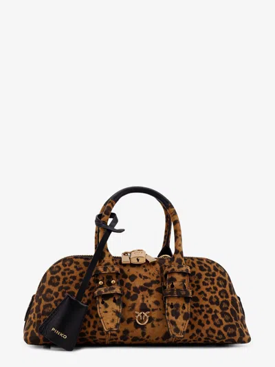 Pinko Suede Escape Bag With Animal Print In Multi