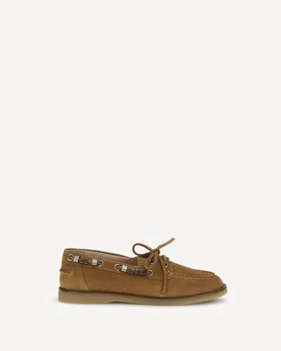 Pinko Suede Grace Loafers In Brown