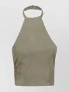 Pinko Suede Halterneck Top With Back Tie Detail