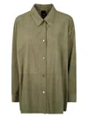 Pinko Ikebana Suede Over Shirt In Green