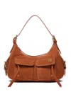 Pinko Suede Cargo Shoulder Bag With Pockets