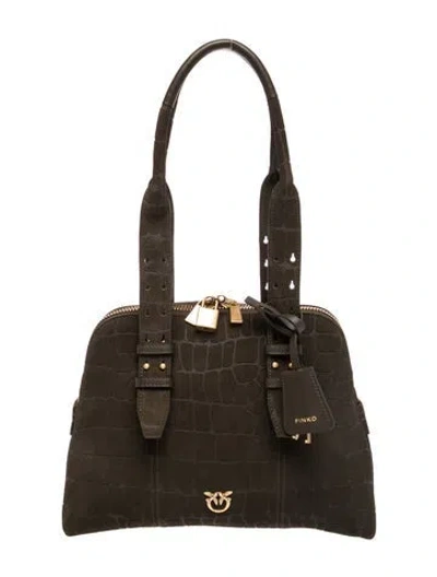 Pre-owned Pinko Suede Top Handle Bag In Brown