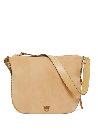 Pinko Suede Zip-fastening Cross Body Bag In Brown