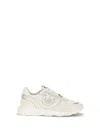 Pinko Zoe Logo-detail Leather Sneakers In Neutral