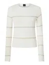 Pinko Ribbed Sweater With Metallic Stripes In Blanco