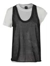 Pinko Layered Round Neck Sheer Overlay Short Sleeves In Black