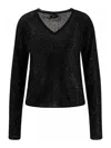 Pinko Salomone Wool Sweater With Micro Sequins In Black