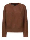 Pinko Crew-neck Long-sleeve Sweater In Brown