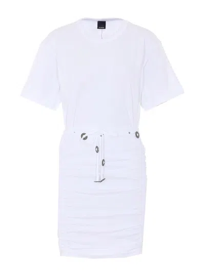 Pinko Anguillara Ruched Mini Dress In White
