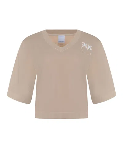 Pinko "suez" T Shirt Made Of Cotton. In Beige