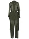 Pinko Combinaison En Crêpe Georgette Avec Poches Cargo In Green