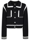 Pinko Sulcis Wool Collared Cardigan Sweater In Black