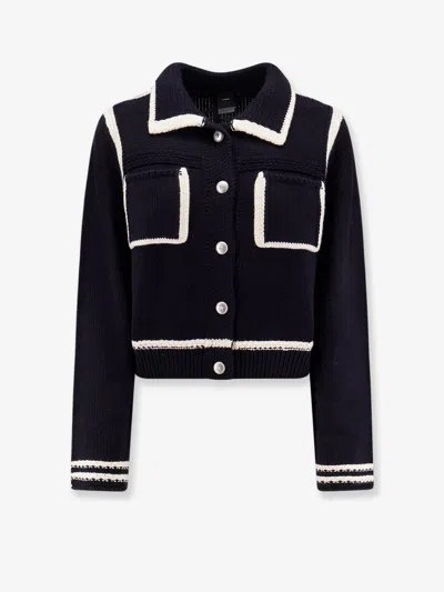 Pinko Sulcis Wool Cardigan In Blue