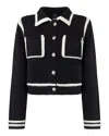 Pinko Sulcis Wool Collared Cardigan Sweater In Black