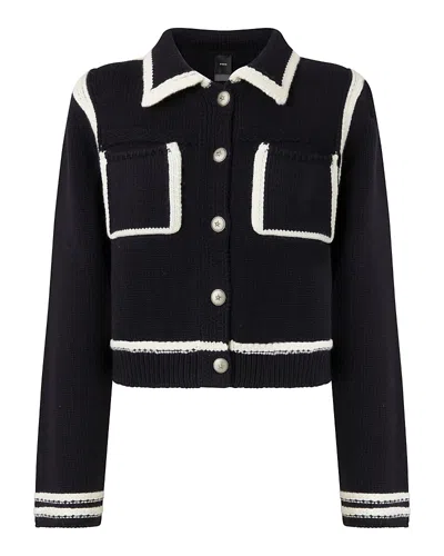 Pinko Sulcis Wool Collared Cardigan Sweater In Black