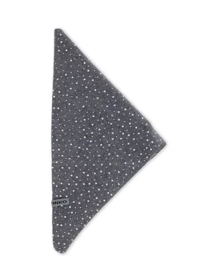 PINKO SVIZZERA WOOL SCARF WITH RHINESTONES