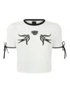 Pinko Cropped Love Birds T-shirt In White