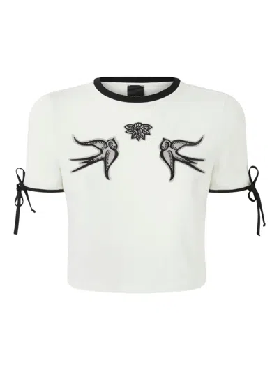 Pinko Cropped Love Birds T-shirt In Neutral