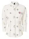 Pinko Poplin Shirt With All-over Print In White