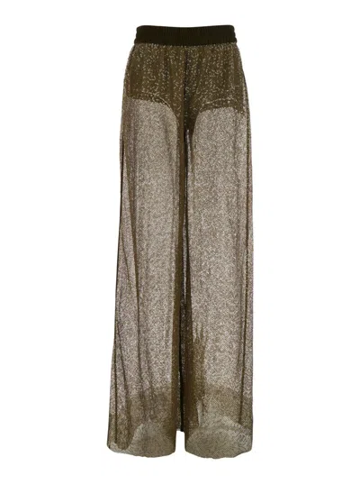 PINKO 'SWATCH' GREEN RHINESTONED PANTS WITH ELASTIC WAIST IN FABRIC WOMAN