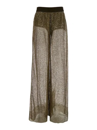 Pinko 'swatch' Green Rhinestoned Pants With Elastic Waist