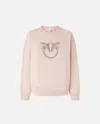 Pinko Love Birds-embroidered Sweatshirt In Rose-châtaigne Pâle