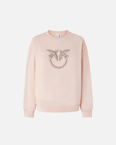 PINKO SWEAT-SHIRT À COL ROND AVEC BRODERIE BIJOU LOVE BIRDS