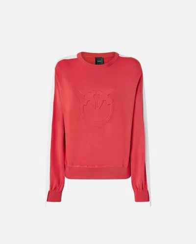 Pinko Crew-neck Sweatshirt With Wide Sleeves And Raised Logo
