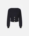 Pinko Button-detailed Fitted Sweatshirt In Blue