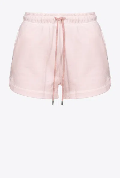Pinko Sweat Shorts With Logo Print In Pale Pink