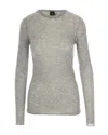 Pinko Crew-neck Sweater With Sequins In Gray