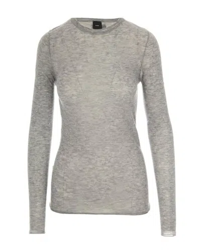Pinko Crew-neck Sweater With Sequins In Gray