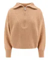 Pinko Ribbed Wool And Cashmere Sweater In Beige