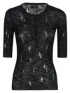 Pinko Lightweight Ribbed Seraph Sweater With Rips In Black